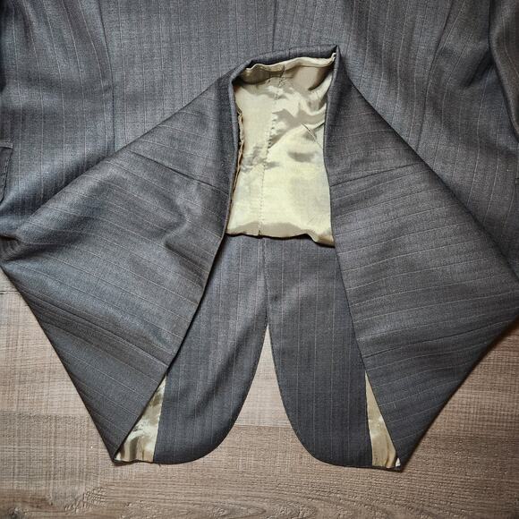 JACK VICTOR Mens Sport Coat Blazer 43R Gray Herringbone Wool Two-Button Notch - Picture 4 of 16